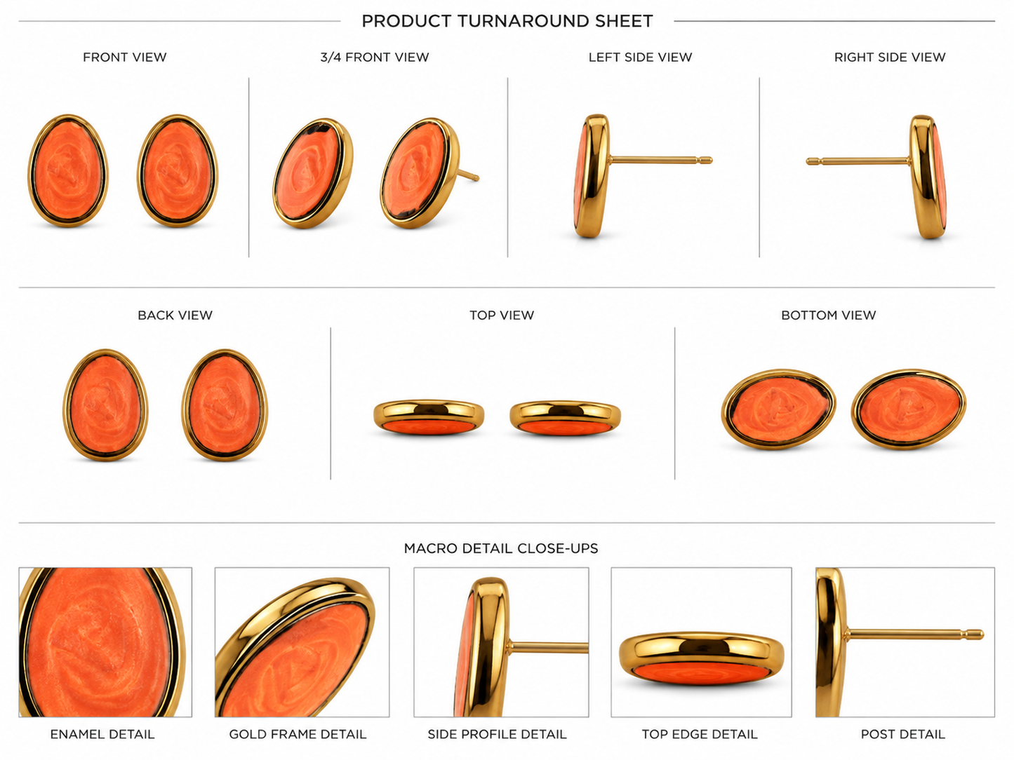 Teardrop Enamel Stud Earrings