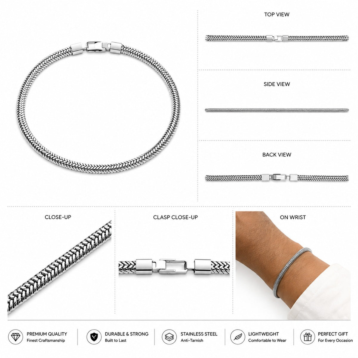 Silver Herringbone Bracelet