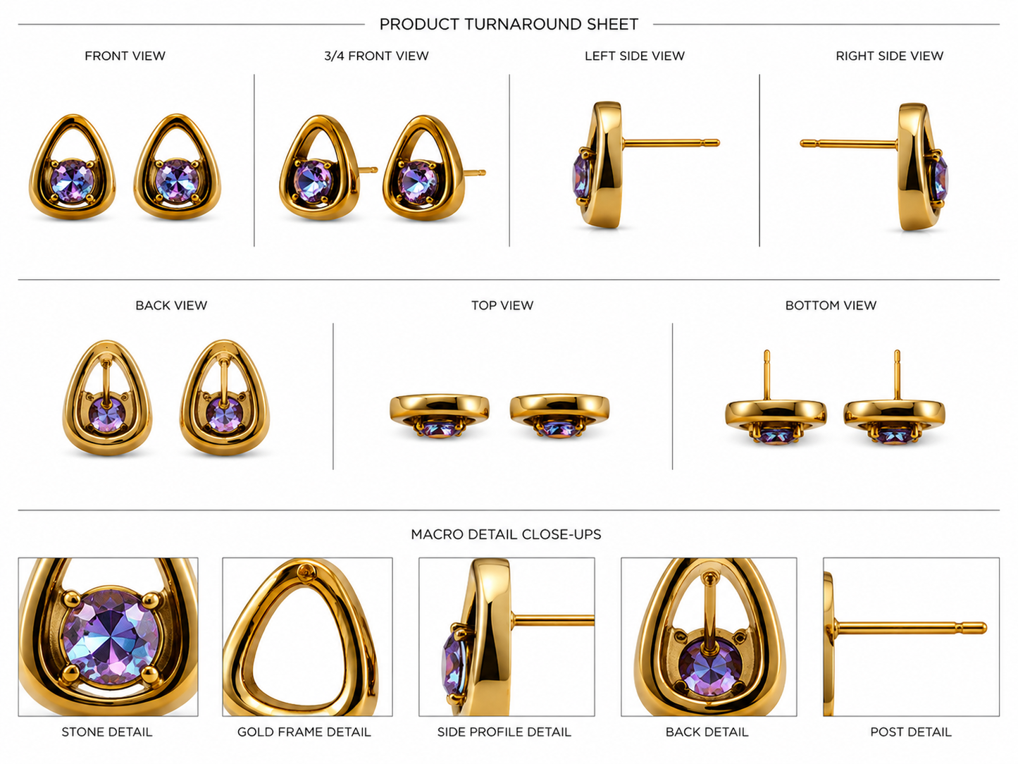 Aurora Triangle Crystal Stud Earrings