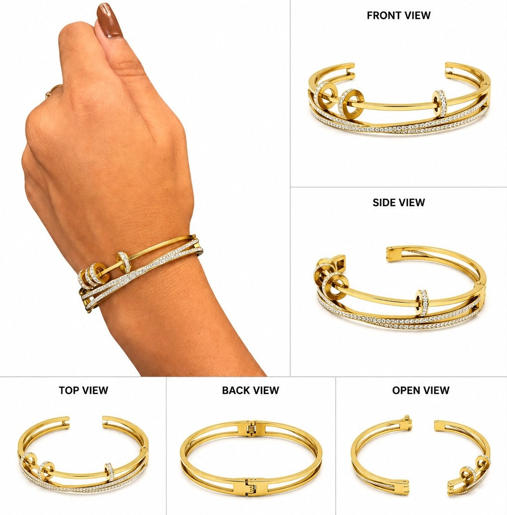 Gold-Tone Crystal Bangle Bracelet