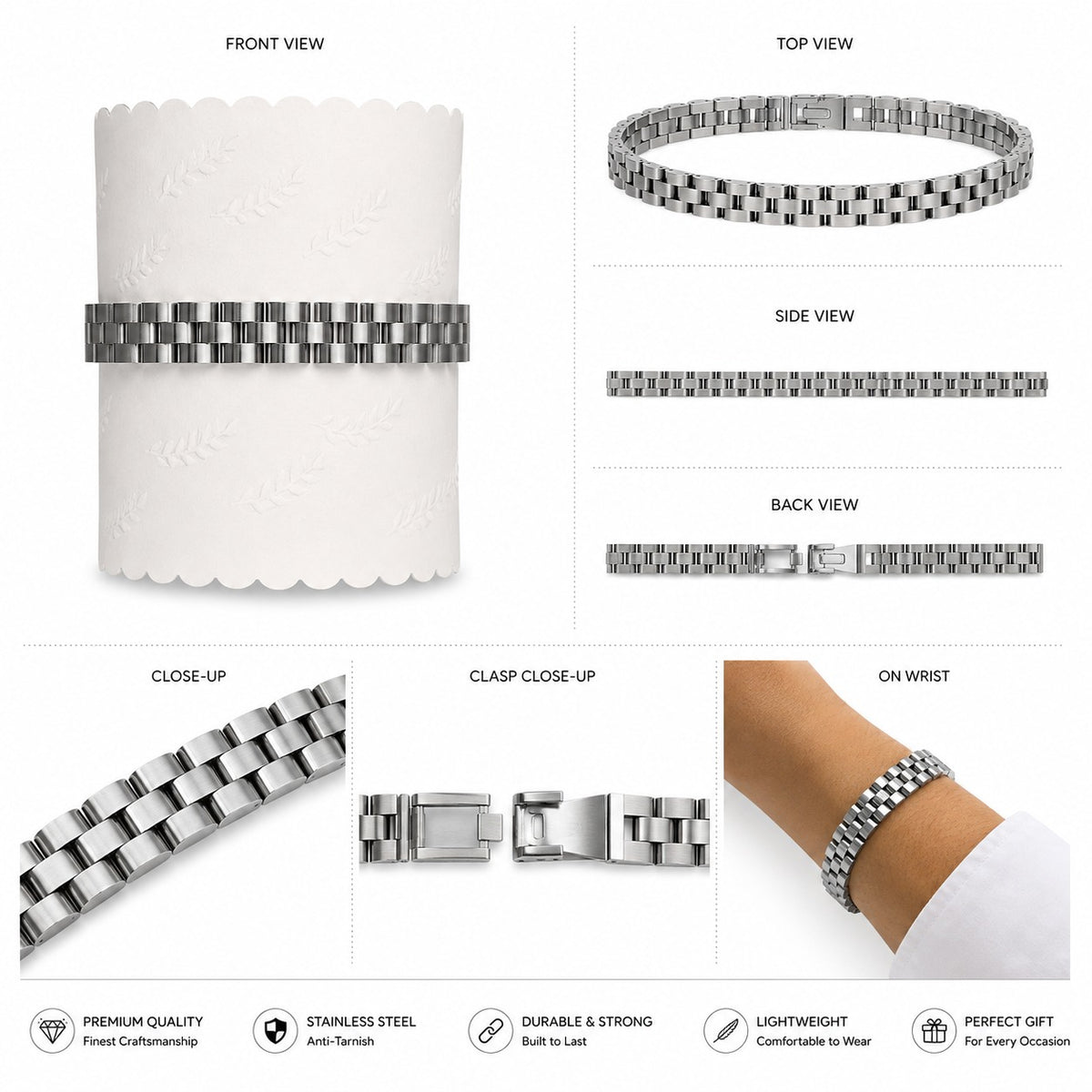 Silver Geometric Link Bracelet