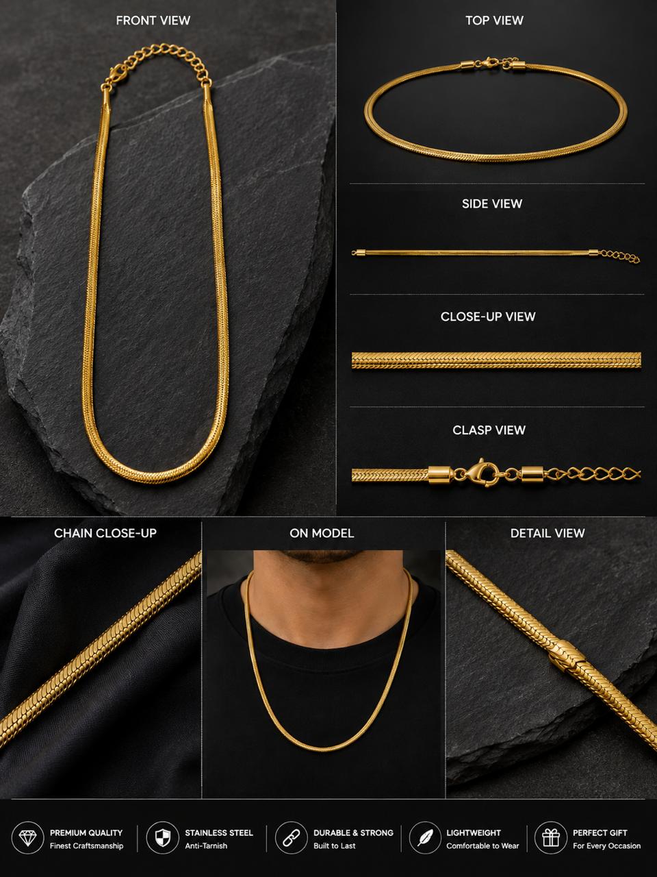 Minimalist Gold Snake Chain Necklace