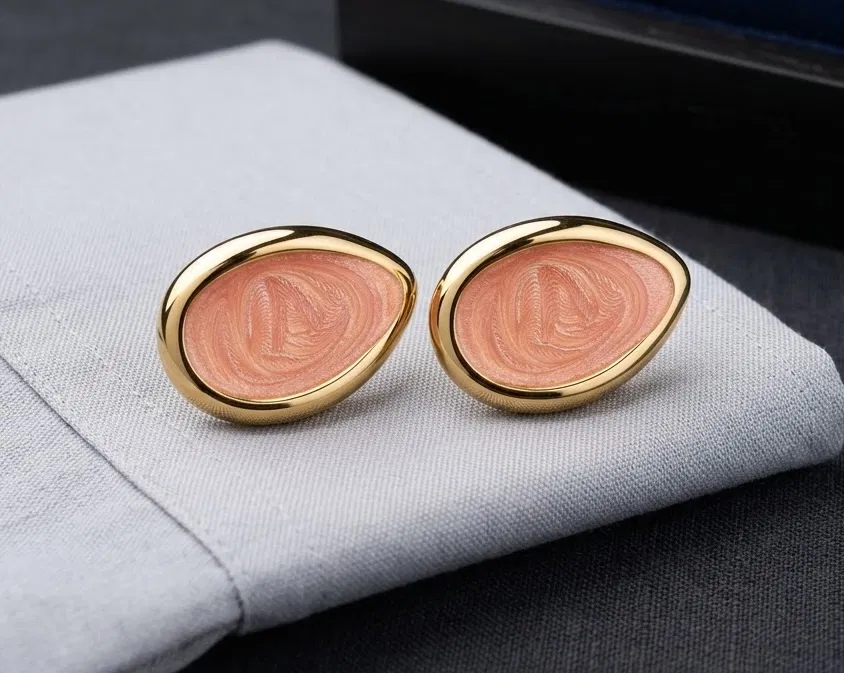 Gold teardrop enamel stud earrings